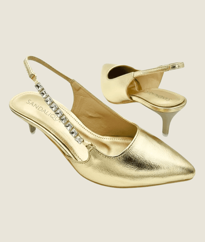 Fancy Ankle Chain Small Heel – SM10030 - Sandalique Small Heel