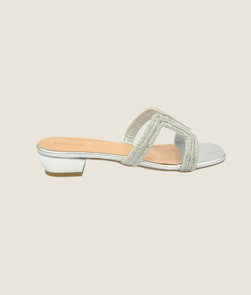 Fancy Beaded Square Strap Slippers - FT10027 - Sandalique Flats