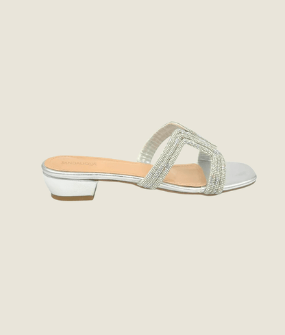 Fancy Beaded Square Strap Slippers - FT10027 - Sandalique Flats