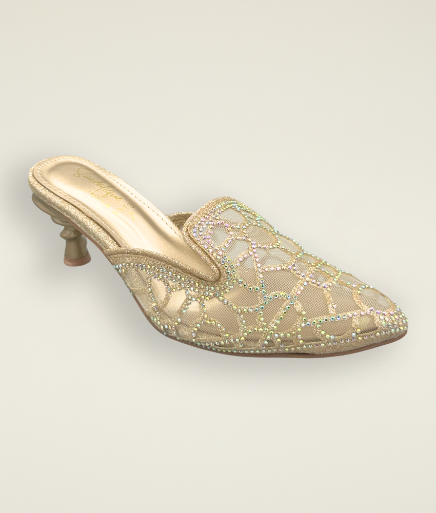 Fancy beaded Small heel slipper SM10037