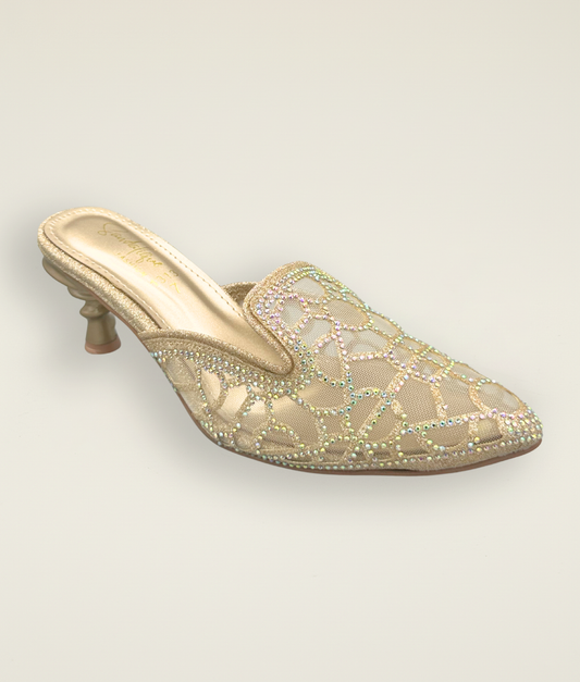 Fancy beaded Small heel slipper SM10037