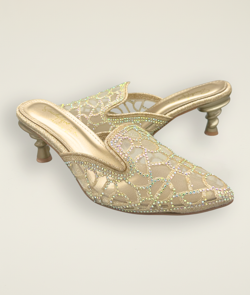 Fancy beaded Small heel slipper SM10037