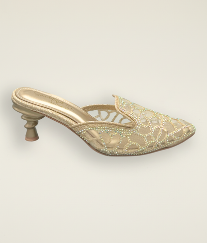 Fancy beaded Small heel slipper SM10037
