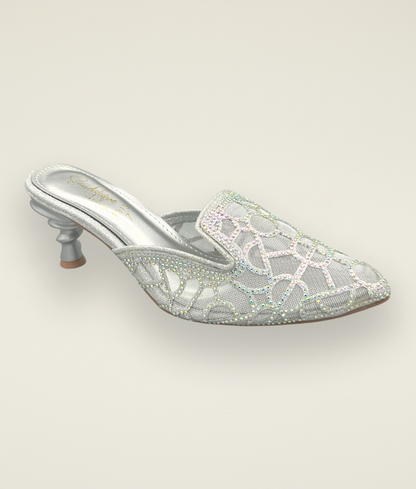 Fancy beaded Small heel slipper SM10037