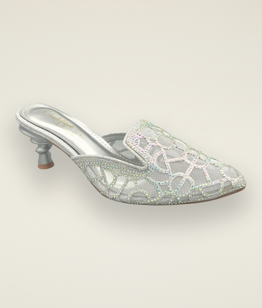 Fancy beaded Small heel slipper SM10037
