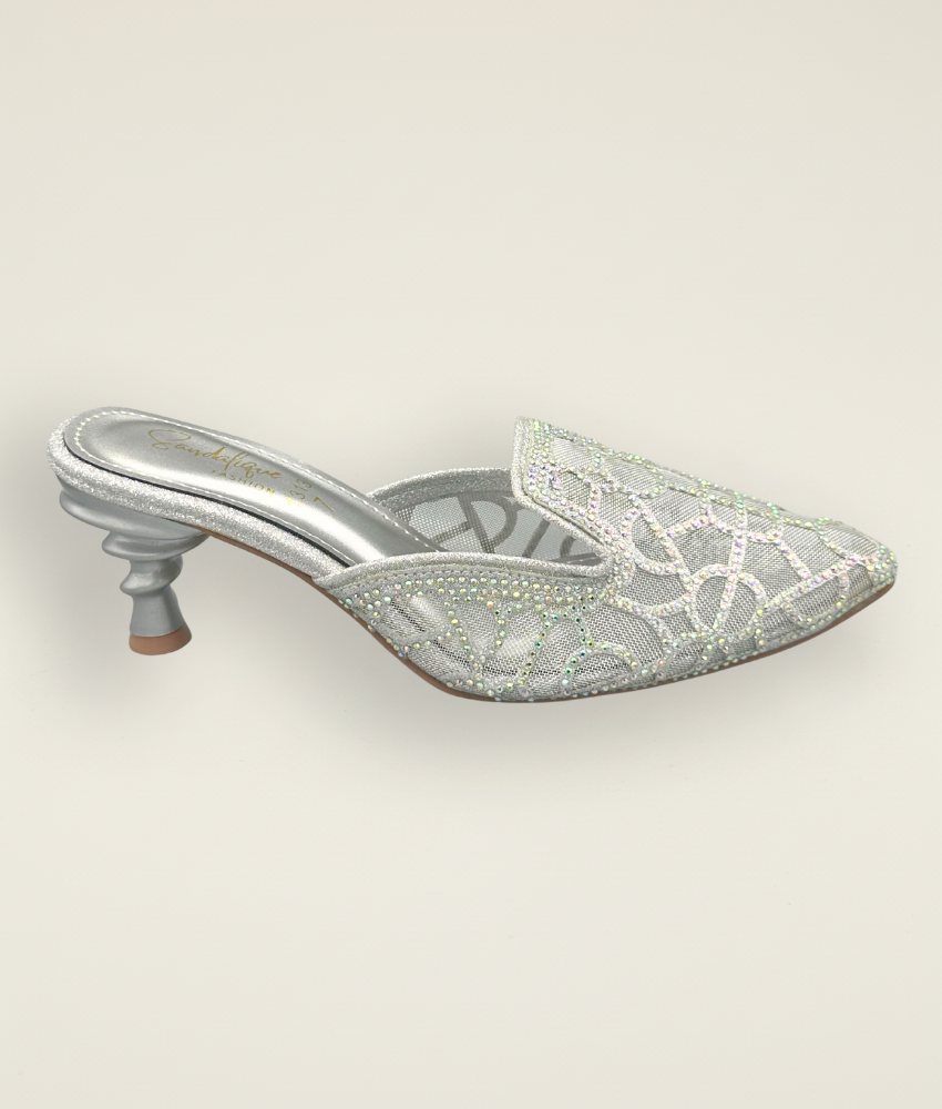 Fancy beaded Small heel slipper SM10037
