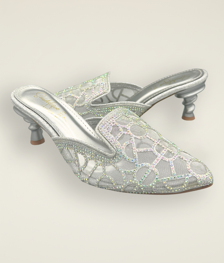 Fancy beaded Small heel slipper SM10037