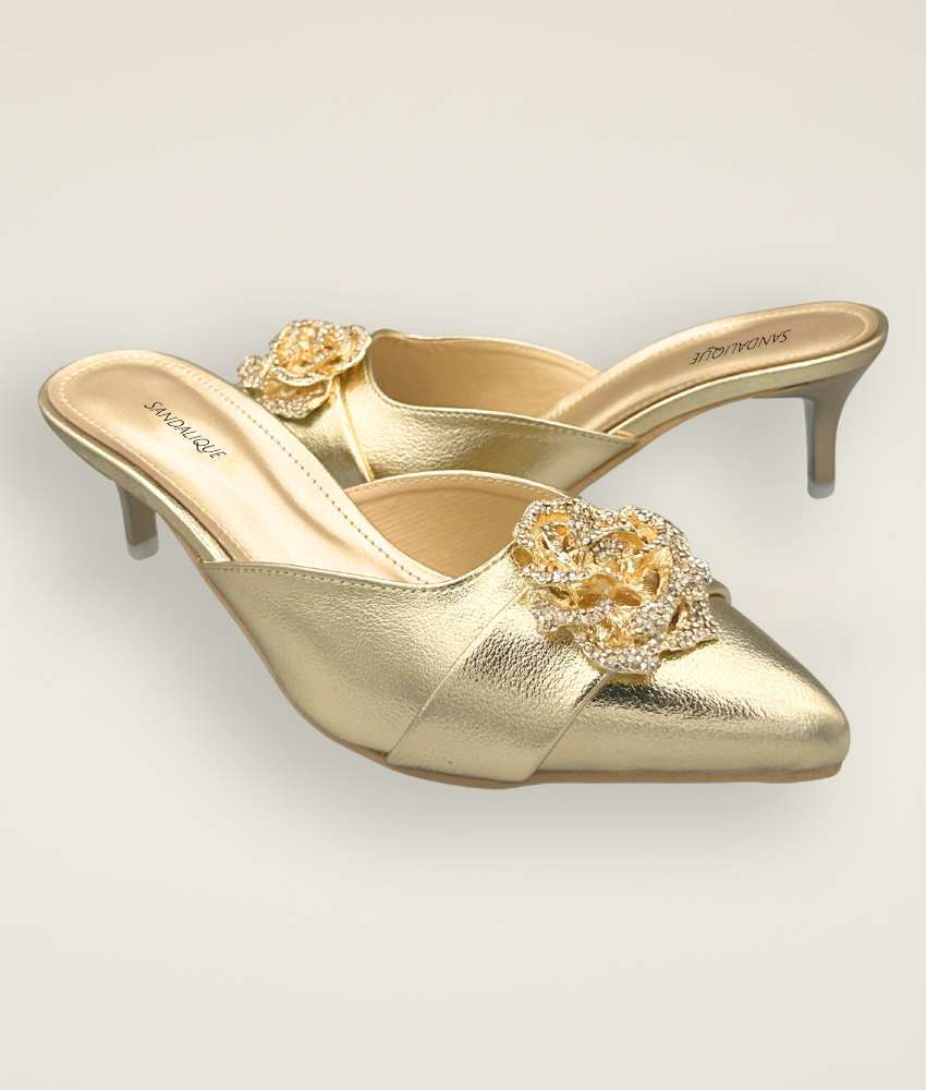 Flower Buckle medium heel slipper MH1001