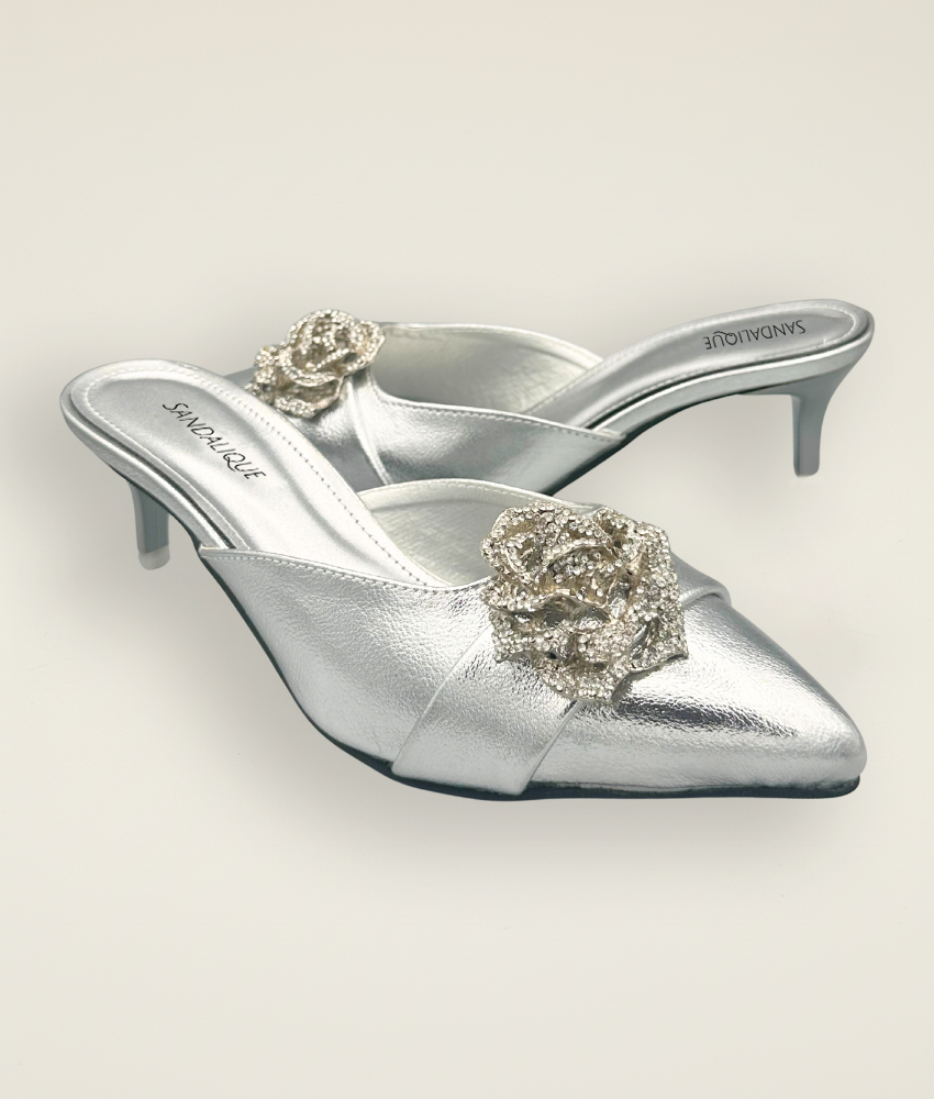 Flower Buckle medium heel slipper MH1001