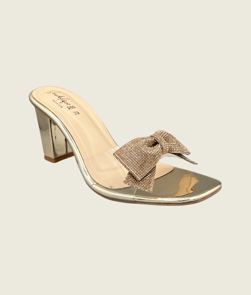 Gleam Bow Charm Block Heels - HH1003