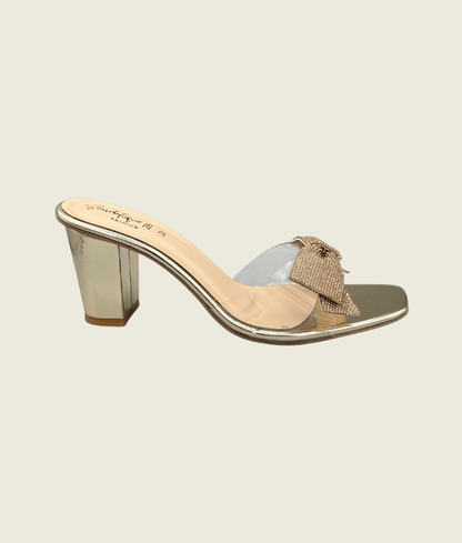 Gleam Bow Charm Block Heels - HH1003