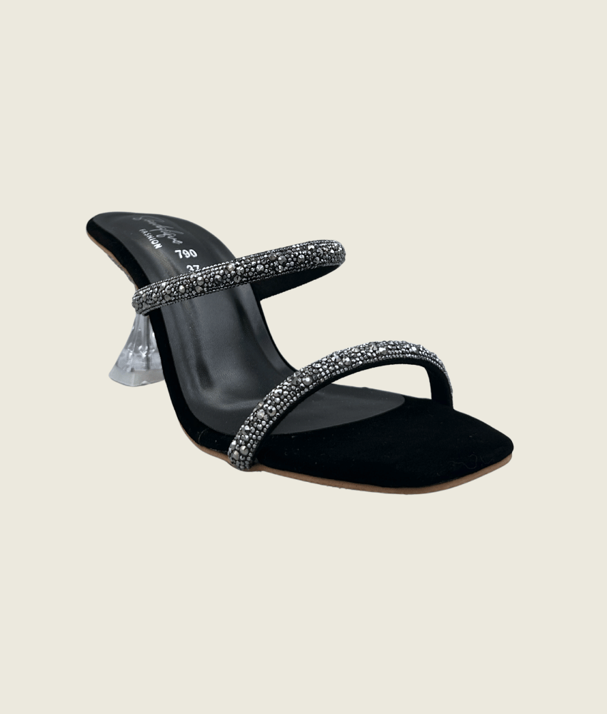 HH10024 Black 2 Dual Straps Heels