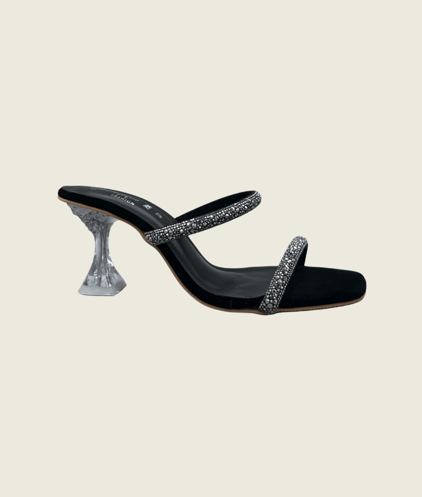 HH10024 Black Dual Straps Heels