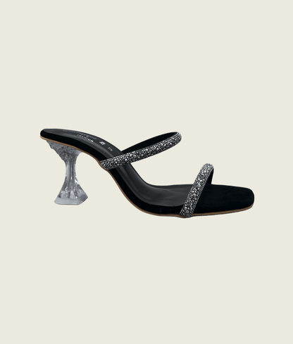 HH10024 Black Dual Straps Heels