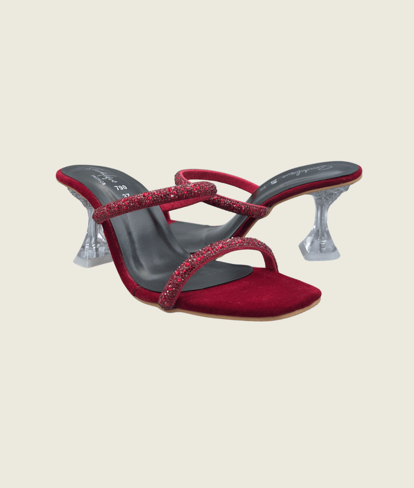 HH10024 Maroon 1 Dual Straps Heels