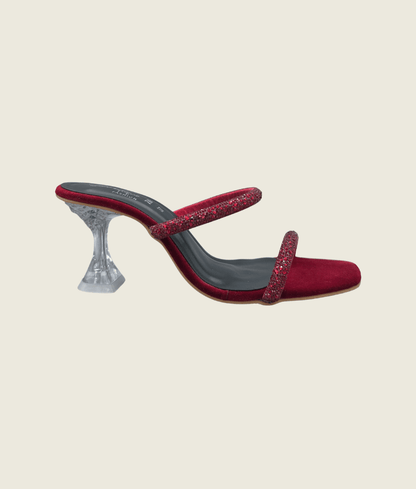 HH10024 Maroon 2 Dual Straps Heels