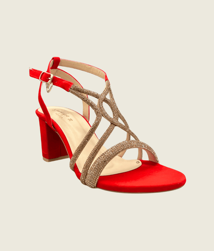 HH10025 Red Elegant Strappy Block Heel