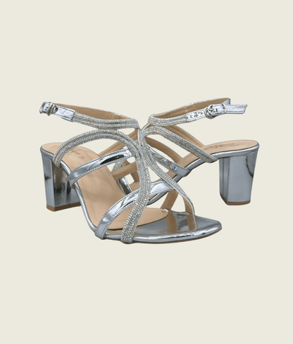 HH10027 Silver 1 Bridal Block Heel Sandals