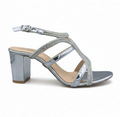 HH10027 Silver 2 Bridal Block Heel Sandals