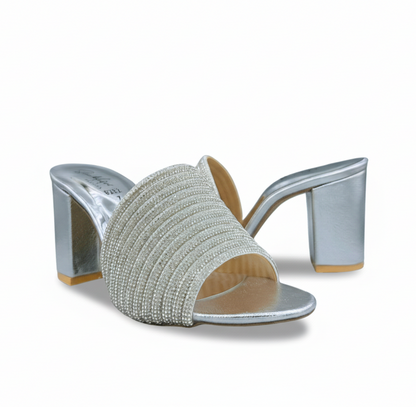 HH10047 Embellished Block Heel Mule