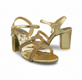 HH10048 Gold Crystal Cross Strap Block Heels