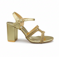 HH10048 Gold Crystal Cross Strap Block Heels