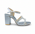 HH10048 Silver Crystal Cross Strap Block Heels