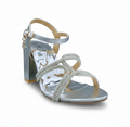 HH10048 Silver Crystal Cross Strap Block Heels
