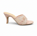 HH10049 Pink Lace Buckle Mule Heels