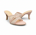 HH10049 Pink Lace Buckle Mule Heels