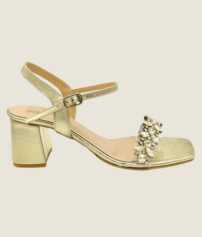 Embellished Block Heel Sandal – SM10031 - Sandalique Block Heel