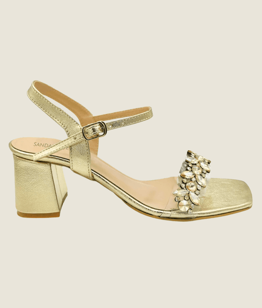 Embellished Block Heel Sandal – SM10031 - Sandalique Block Heel