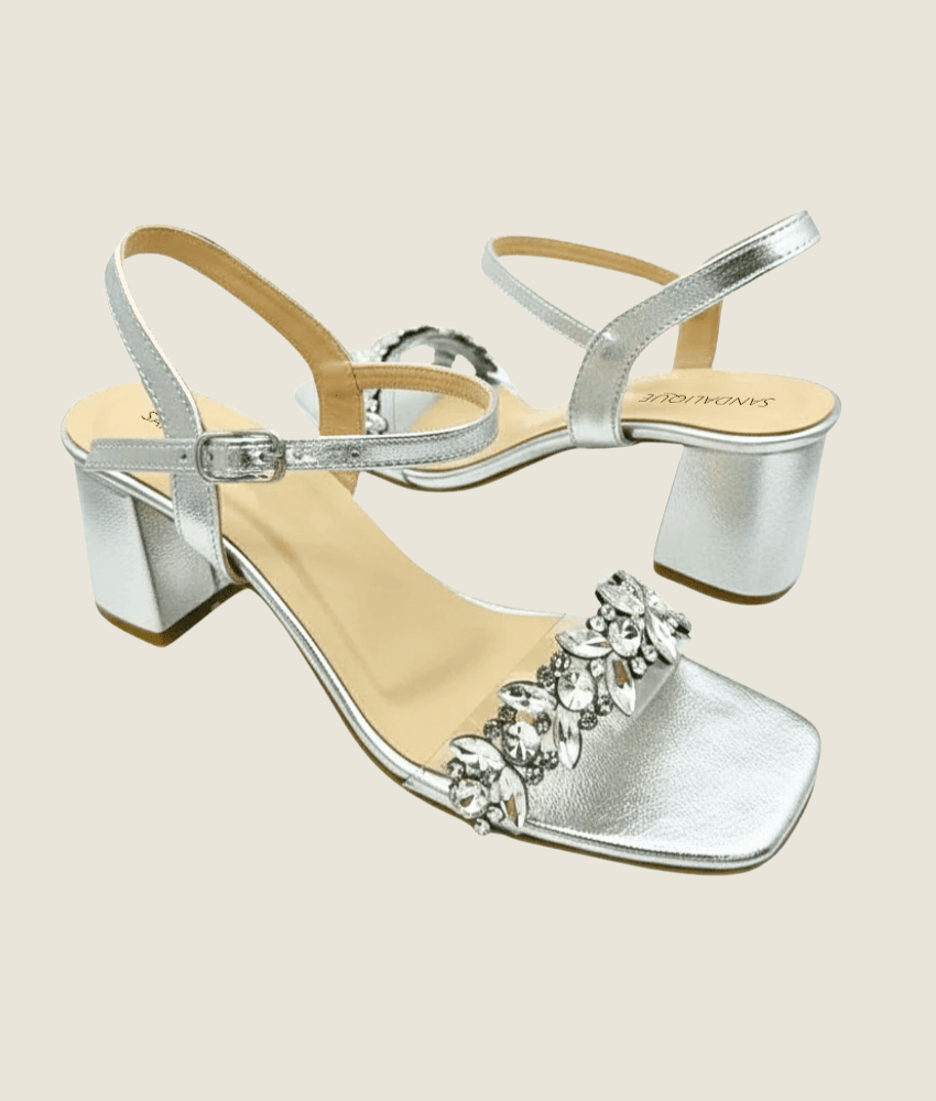 Embellished Block Heel Sandal – SM10031 - Sandalique Block Heel