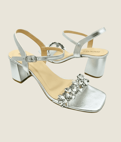 Embellished Block Heel Sandal – SM10031 - Sandalique Block Heel