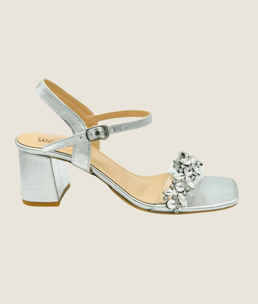 Embellished Block Heel Sandal – SM10031 - Sandalique Block Heel