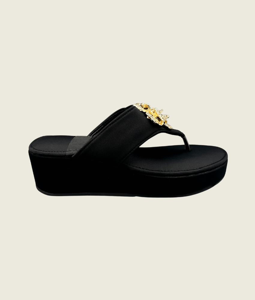 Midnight Bloom Wedge Slipper - FT10025