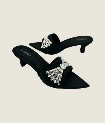 Pointed Toe Embellished Medium Heel – MH10023 - Sandalique Medium Heel Slippers