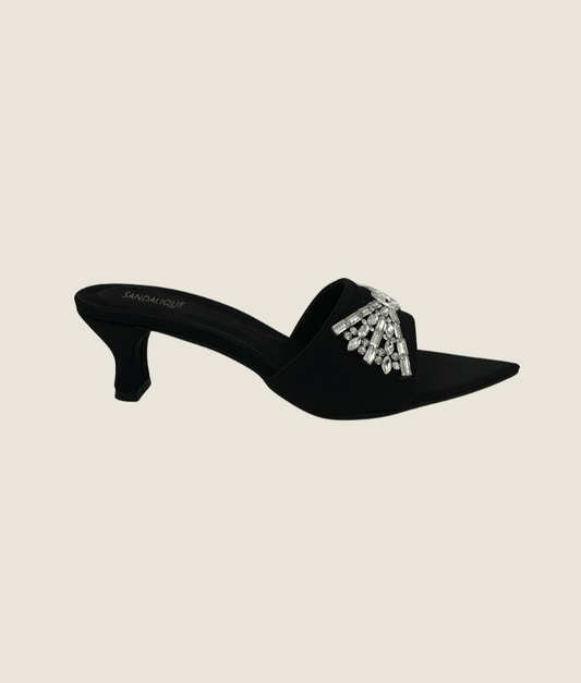 Pointed Toe Embellished Medium Heel – MH10023 - Sandalique Medium Heel Slippers