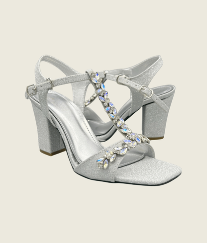 Radiant Crystal T-Strap Heels - HH10018