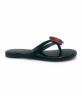 SAndalique FT10050 Black Statement Crystal Toe Ring Flats