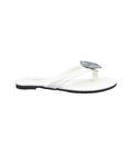 SAndalique FT10050 White Statement Crystal Toe Ring Flats