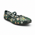 Sadnalique FT1007 Green Floral Embroidered Mesh Flats
