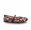 Sadnalique FT1007 Maroon Floral Embroidered Mesh Flats
