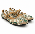 Sadnalique FT1007 Mustard Floral Embroidered Mesh Flats