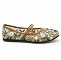 Sadnalique FT1007 Mustard Floral Embroidered Mesh Flats
