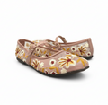 Sadnalique FT1007 Pink Floral Embroidered Mesh Flats