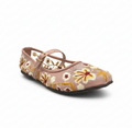 Sadnalique FT1007 Pink Floral Embroidered Mesh Flats