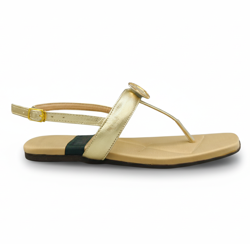 Sadnalique FTS10034 gold Embellished Flat Sandals