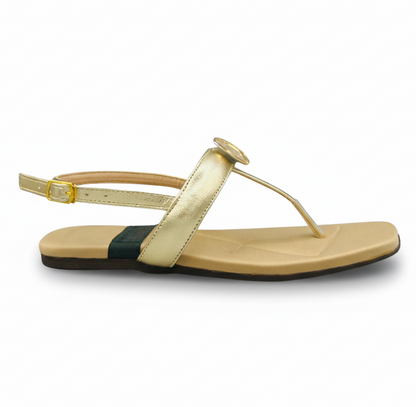 Sadnalique FTS10034 gold Embellished Flat Sandals