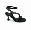 Sadndalique HH10011 Black Crystal Vine Strappy Heels